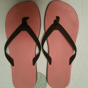 Ocean Minded Pink and Brown Flip-Flops